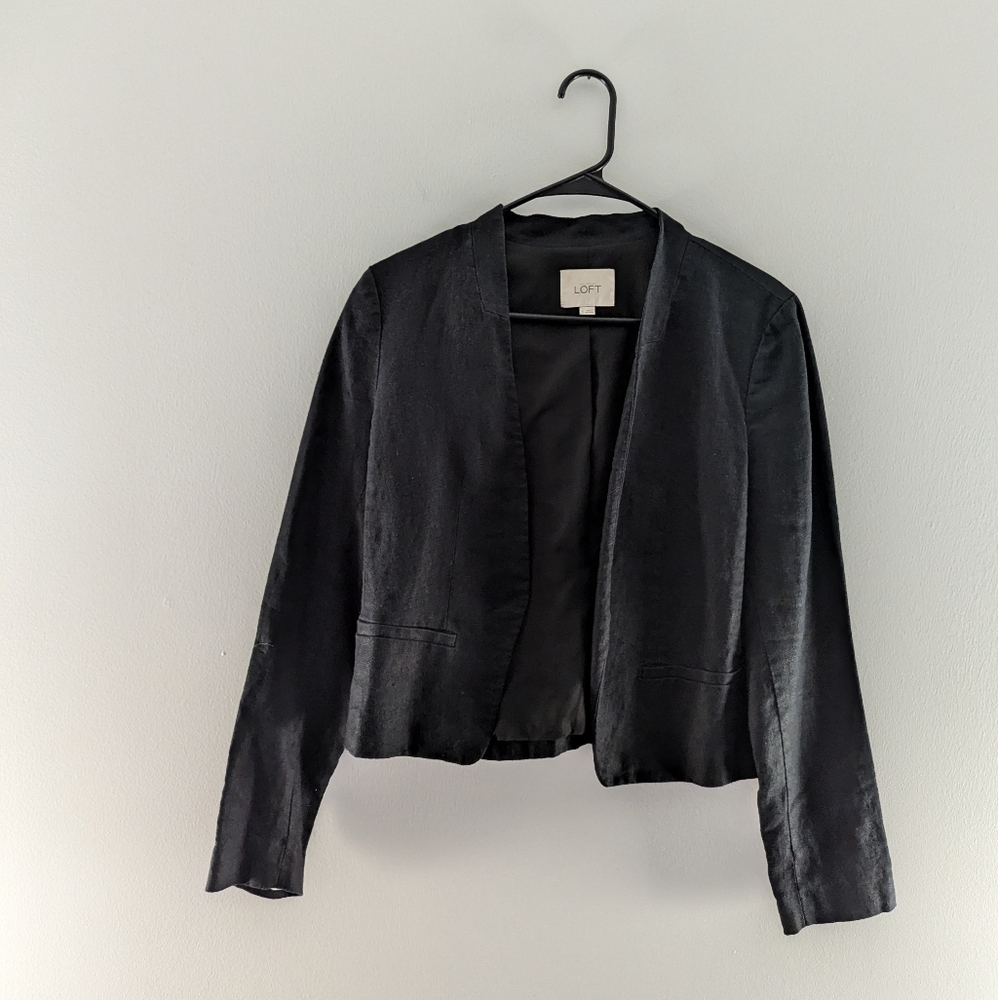 Ann Taylor Loft Black Blazer | Office Boss Casual Lightweight Summer Jacket
